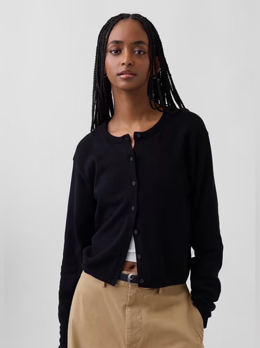 Gap 100% Cotton Relaxed Crop
Cardigan Sweater BLK size M
